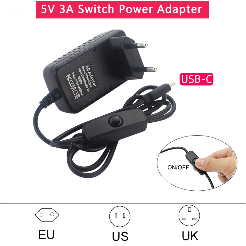 Banana Pi Bpi-M5 - Alimentatore 5V 3A con Interruttore ON/OFF,